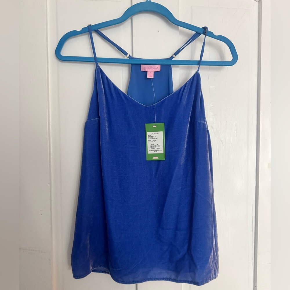 NWT Lilly Pulitzer beckon blue dusk velvet cami top small S